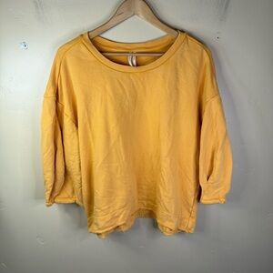 Anthropologie Size Large Dark Mustard Sweatshirt Comfy Outdoor Casual FLAW